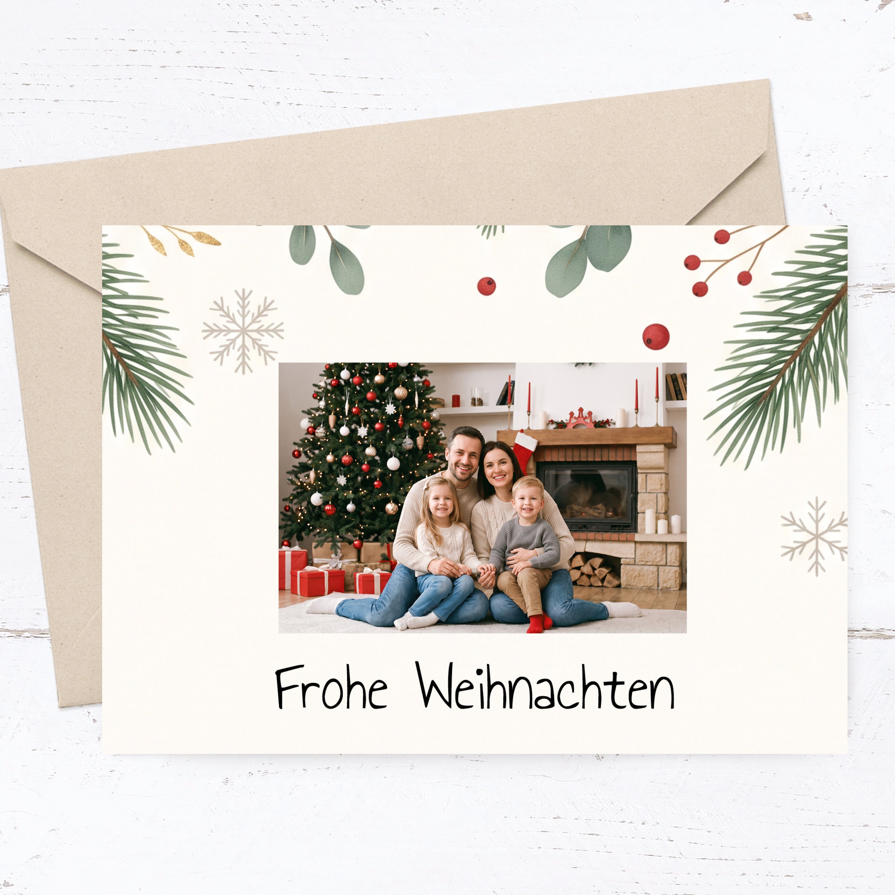 Weihnachtskarte personalisiert – „Winter Greenery“